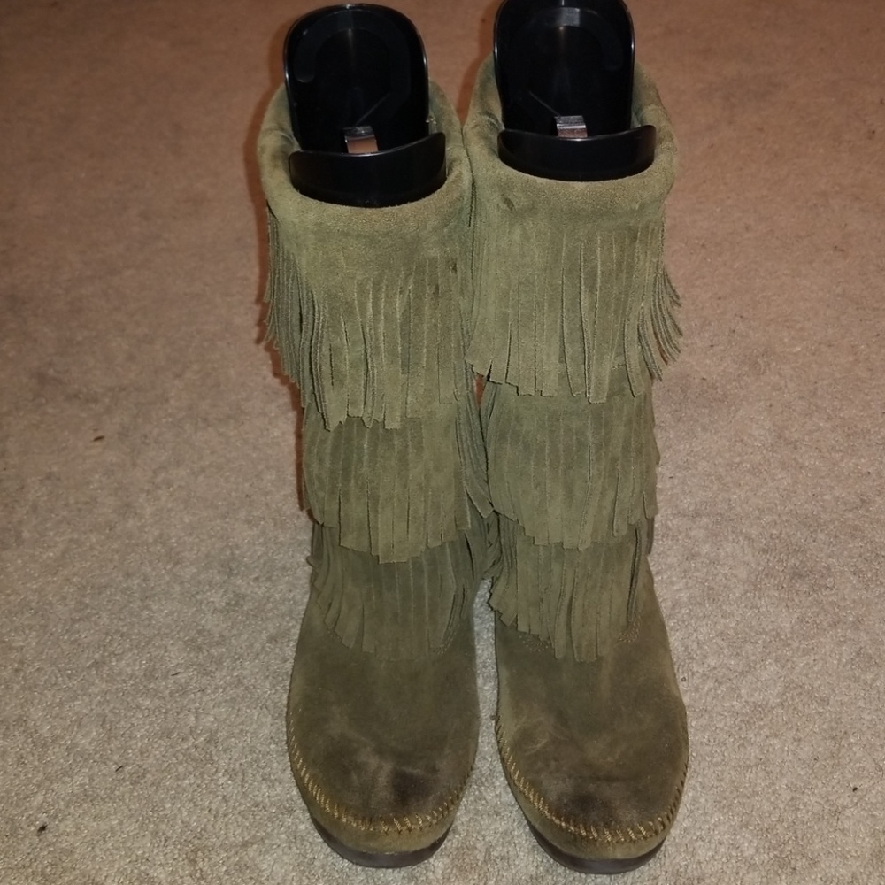 Khaki Green 3 layer Minnetonka boots